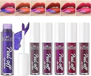 Hinourisha Peel Off Lip Stain Lip Tint 6 Colors, lip stain peel off, Tattoo Magic Color Lip Gloss Sets, Lip Oil for Women Colorful Glossy Lipstick Waterproof Long Lasting Lip Make up Set For Girls