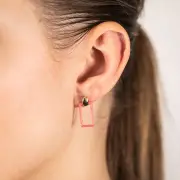 9ct Yellow Gold Pink Enamel Rectangle Drop Earrings