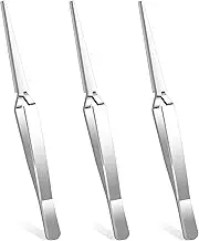 3 Pcs Cross Locking Tweezers for Crafting Electronics & Jewelry Making - Stainless Steel Reverse Action Tweezers