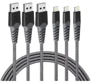 iPhone Charger Cable 3Pack, Premium Apple MFi Certified Lightning Fast Charging