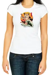 Yakuza Cat Japanesse Sensei Women's 3/4 Short Sleeve T Shirt F253