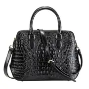 Women Split Leather Handbag Fashionable Crocodile Pattern Leather Shoulder Bag Classical Tote Crossbody Bag
