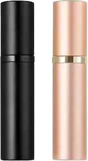 AlxMuNao 2Pcs Refillable Perfume Bottle Atomizer for Travel, Portable Easy Refillable Perfume Spray Pump Bottle for Men and Women with 5ml Pocket Size (Black & RoseGold)