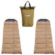 2 x Adventure Kings Premium Sleeping bag L/R zipper + Doona/Pillow Canvas Bag