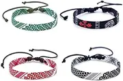 [EXPHAIN] 4 Pieces Palestinian Keffiyeh Bracelet for Women Men Handmade Adjustable Woven Fabric Braceletss Jewelry, Adjustable, Polyester, no gemstone