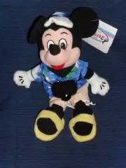 TOURIST MICKEY MOUSE w/Hawaiian Shirt & Camera beanbag plush NEW! Disney Store