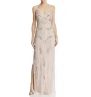 Aidan Mattox Womens Pink Beaded Formal Evening Dress Gown 4 $395 NWT NEW