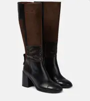 [See By Chloe] See By Chloé Patchwork leather and suede knee-high boots AU 4 black