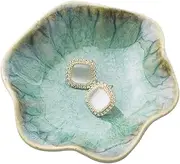 [C&Xanadu] KIMRAMIC Jewelry Dish,Ceramic Trinket tray, small ring holder, Key Bowl,Home Decoration,Gifts for Friends Sisters Daughter Mother (green)