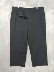 Eileen Fisher Pants Womens Large Charcoal Gray Wool Crop Trouser Cuff Stretch