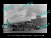 OLD LARGE HISTORIC PHOTO OF TAA TRANS AUSTRALIA AIRLINES PLANE AT ADELAIDE 1948