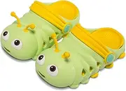 [PIROIT] Kids Cute Caterpillar Clogs Garden Shoes Boys Girls Non-Slip Soft EVA Slides Slippers Indoor Outdoor Waterproof Children Water Shower Beach Pool Sandals, Green, 5-5.5 Toddler