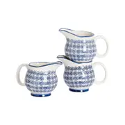 Nicola Spring 3 Piece Hand Printed Milk Jugs Set - 300ml - Navy