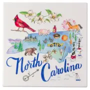 State of North Carolina Bear Banjo Golf Horse Lighthouse 8 In. Ceramic Trivet