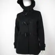 PENDLETON Women's Black Wool Blend Coat Hooded Jacket Toggle Buttons & Snaps