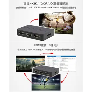 伽利略 HDMI影音切換器 3進1出 HDS301A