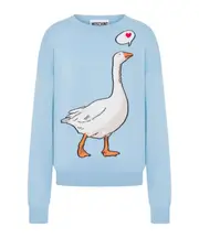 goose-motif sweater XS light blue