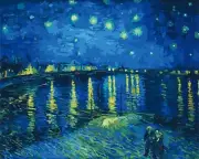 Paint by Numbers Kit 40x50cm FRAME - Starry Night Over the Rhone by Van Gogh