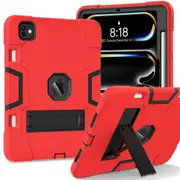 MCC Stylish Shockproof iPad Pro 13" 2024 M4 Case Cover Kids Apple 7th Gen [Red+Black]