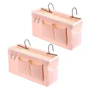 2pcs Bedside Caddy, Bed Caddy Bunk Bed Caddy Bedside Organizer with Hooks, Pink