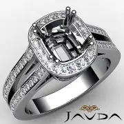 Cushion Halo Split Shank Semi Mount Diamond Engagement Ring Platinum 950 0.86Ct