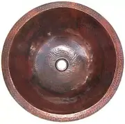 17" Undermount Round Hand-Hammered Antique Bathroom Copper Sink