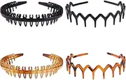 KALLORY Zig Headband 4pcs Comfort Hair Women Amber Headwrap Zigzag Ladies Boy Plastic Lady Anti- Hoops Sharks Hairband Girl for Anti- Retro Toothed Men Zig Hard Bands Branch