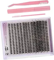 SAFIGLE 1Sets Cluster Lash Extensions Kit with Self Adhesive Lashes Eyelash Glue Remover Eyelash Tweezers Bond Seal Pink Portable Lash Application Tools for Effortless Eye Makeup