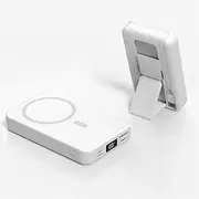 Magnetic Power Bank 20000mAh 22.5W Fast Charging Portable Charger Wireless Battery Pack LED Display Built in 2 Cables and Type-C/Lighting/USB Foldable Stand Compatible for Cell Phone-White