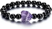 [DAIJES] Amethyst raw stone bracelet men's natural stone beads elastic rope men and women's bracelet couple good luck