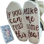 [Himozoo] Women Funny Socks with Cupcake Gift Packaging If You Can Read This Bring Me Some Wine Socks -Novelty Fuzzy Socks For Wife, Birthday Gifts for Women