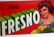 Fresno Bella Crate Label Lady With Basket Of Juice Grapes 1960s Vintage Original
