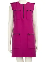 Fuchsia Zipped Pockets Mini Dress