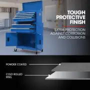 8-Drawer Tool Box Cabinet with Lockable Storage and Caster Wheels, Blue