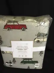 Pottery Barn PB Teen Driving Home Christmas organic flannel bed sheet set twin