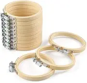 [outret] 12 Pieces 4 Inch Round Embroidery Hoop Bulk Wholesale Bamboo Circle Cross Stitch Hoop Ring