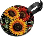 [CWAGFEQZ] 2-Pc Luggage Tags for Suitcases,Travel Tags for Luggage,Retro Style Plant Sunflowers