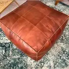 Leather Pouf Moroccan Ottoman Footstool Genuine Pouffe Handmade Unstuffed Boho