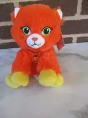 Build-A-Bear Buddy Candy Corn Orange Kitty Cat 7" Pumpkin Jingle Bell Necklace