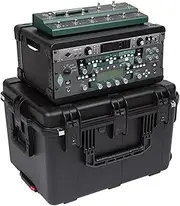 SKB Cases 3i-231714GFX iSeries 2317-14 4U Guitar FX Fly Rack, 4U Removable Injection Molded Shock Rack Cage, Built-in Wheels and Pull Handle, Interior Foam Protection, Molded-in Hinges