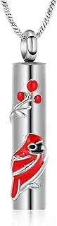 EQIOENAYE(売店) [Retail Store] Cylinder Cremation Jewelry Red Urn Necklace Ash Memorial Locket for Human/Pet Ashes, pendant with chain