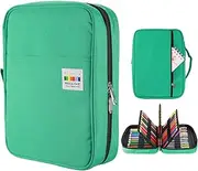 YOUSHARES Colored Pencil Case 220 Slots Pen Case Organizer with Handy Wrap & Zipper, Multilayer Holder for Prismacolor Colored Pencils & Gel Pen (Green)