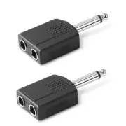 2 Pack 6.35mm Stereo Plug Male to Dual 6.35mm TS Female Splitter Adapter