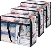 Lifewit 3 Pack Clear Clothes Storage Bags, 40L Plastic Blanket Storage Bags, Vinyl Foldable Moving Bags with Zipper, Closet Organizers and Storage Containers for Bedding, Duvet, Comforter