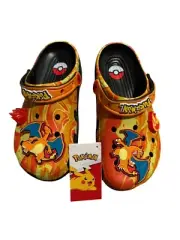 CROCS Classic Clog - Mens Color: (Pokemon Charizard) Black/Orange 6/Men 8/Womans