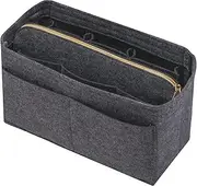 DailyPlus Purse Organizer Insert with Zipper Felt Bag Organizer for Tote Purse Grey Medium