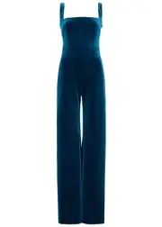 Galvan Vesper Stretch-velvet Jumpsuit - Teal 40 (UK12 / M)