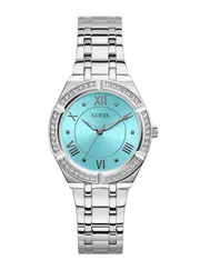 GUESS Women's Silver Cosmo Aqua Crystal Watch