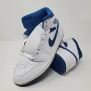 Nike Air Jordan 1 Mid SE White Industrial Blue White FN5215-141 Men's Size 8