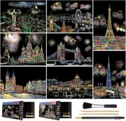 (Landmark Building) - Scratch Art for Kids & Adults, Rainbow Engraving Painting